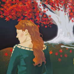 Alternative view of Alicent Hightower standing facing a Weirwood tree. Team Green Print